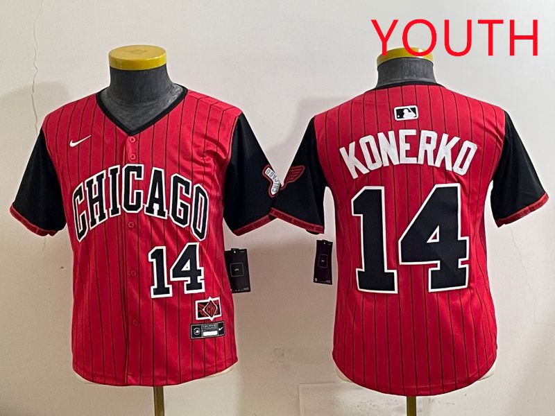 Youth 2025 Chicago White Sox 14 Konerko Red Stripe Joint Name Nike MLB Jersey style 5